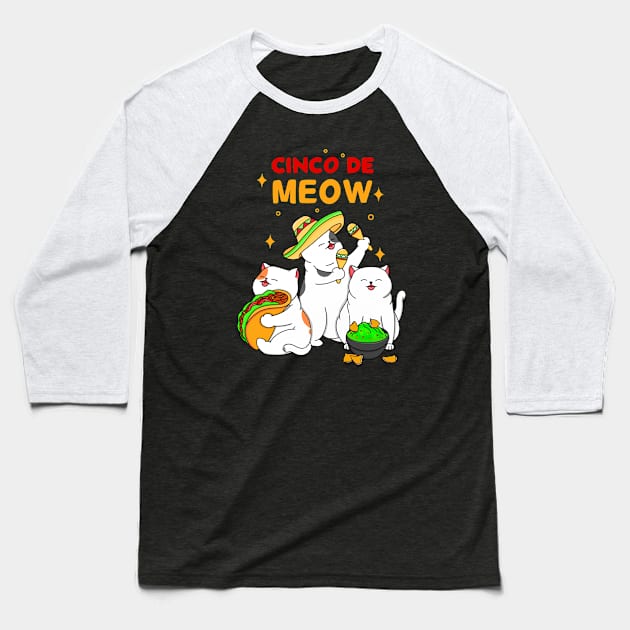 Cinco De Meow Baseball T-Shirt by Kimprut